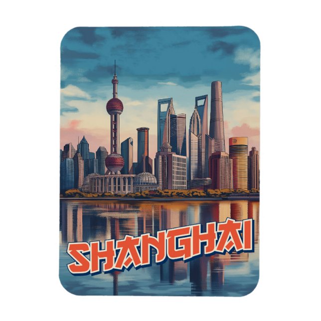 Shanghai Skyline Poster: Vibrant Cityscape  Magnet (Vertical)