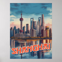 Shanghai Skyline Poster: Vibrant Cityscape 