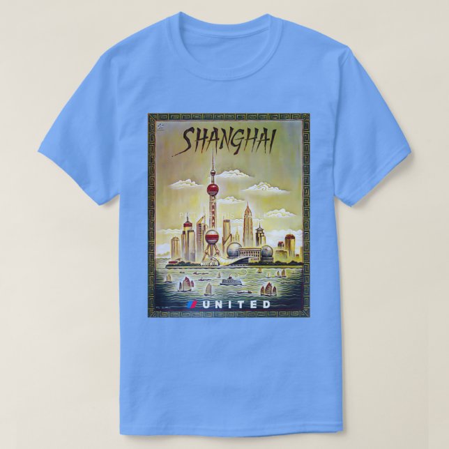 Shanghai vintage travel poster T-Shirt (Design Front)