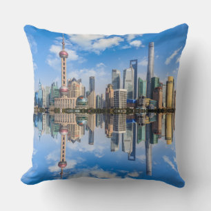 Shanghai Waterfront throw pillows