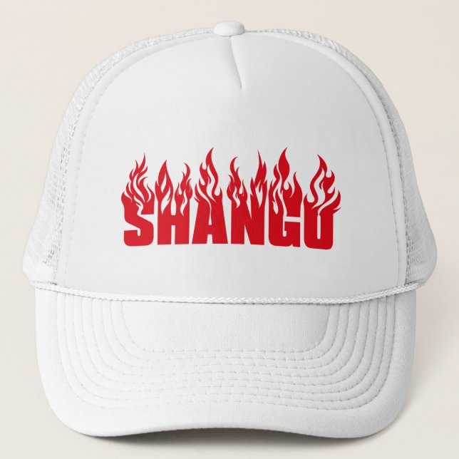 Shango trucker hat, all white hat (Front)
