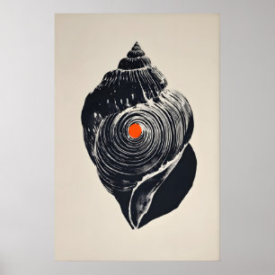 Shankha Art Print, Minimalist Conch Shell (Beige Poster
