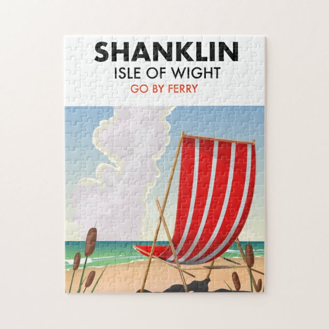 Shanklin Beach isle of wight travel poster. Jigsaw Puzzle (Vertical)