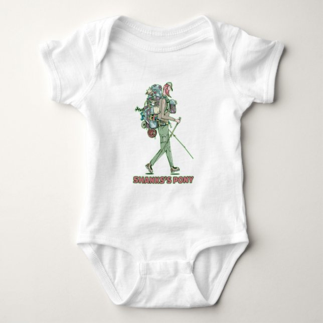 Shanks's pony funny hiker walking baby bodysuit (Front)