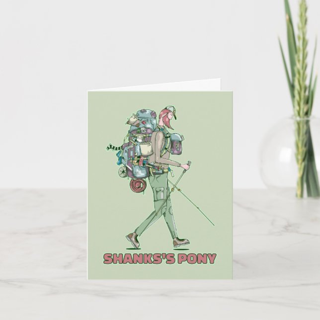 Shanks's pony funny hiker walking card (Front)