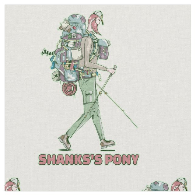 Shanks's pony funny hiker walking fabric (Close Up)
