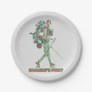 Shanks's pony funny hiker walking paper plate