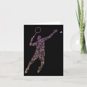 Shape Collage Silhouette Badminton Player Shirt Ba Card