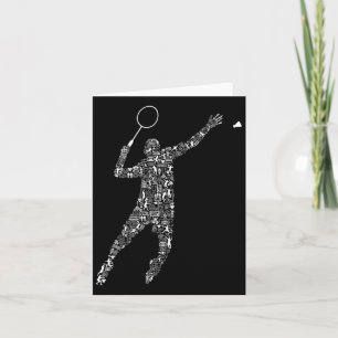 Shape Collage Silhouette Badminton Player Shirt Ba Card