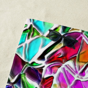 Shape of coloured and shiny stones dipped in milk beach towel