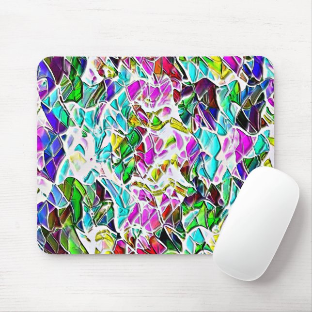 Shape of coloured and shiny stones dipped in milk mouse pad (With Mouse)