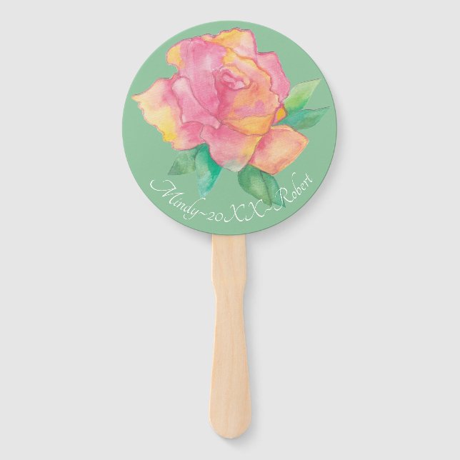 Shape: Round Hand Fan "Pink Flower" (Front)