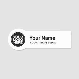 Shaped Employee Pin Round Logo White Name Tags