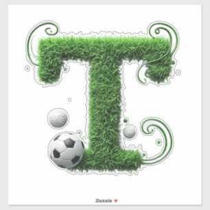 Shaped Grass Letter With Soccer Balls