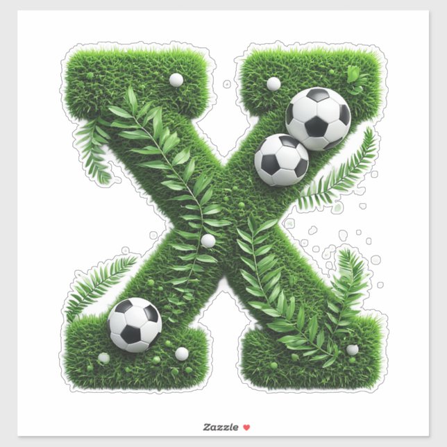 Shaped Grass Letter With Soccer Balls (Sheet)