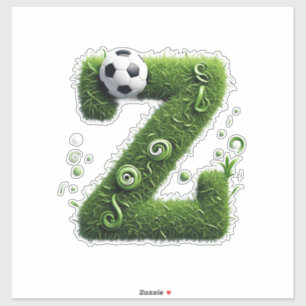Shaped Grass Letter With Soccer Balls
