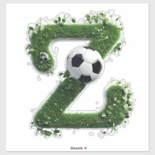 Shaped Grass Letter With Soccer Balls