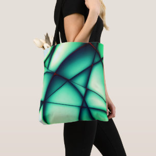 Shapeless cutouts raised, green to greenish beige tote bag