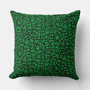 Shapes Abstract 140821 -  Grass Green on Black Cushion