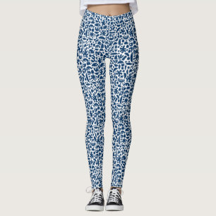 Shapes Abstract 140821 - Indigo Blue on White Leggings