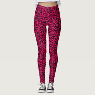 Shapes Abstract 140821 - Neon Red on Black Leggings
