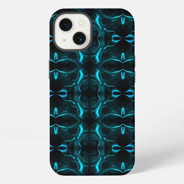 Shapes, "cyan strokes float" on dark background?  iPhone case (Back)
