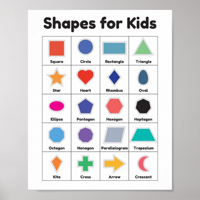 Shapes For Kids Nursery Wall Art (Front)