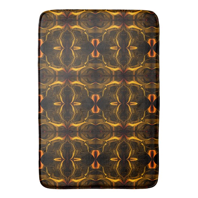 Shapes, 'gold strokes float' over dark background bath mat (Front Vertical)