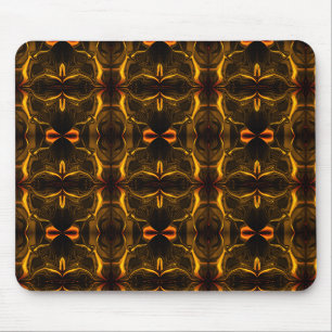 Shapes, 'gold strokes float' over dark background mouse pad
