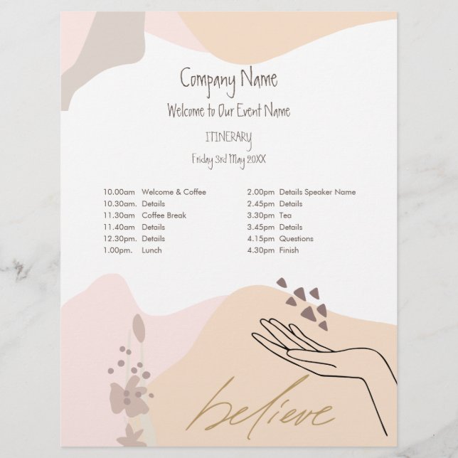 Shapes Hand Business Motivational Event Itinerary Custom Letterhead (Front)
