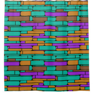 Shapes in retro colours shower curtain