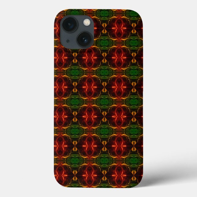 Shapes of "red strokes float" on green background Case-Mate iPhone case (Back)