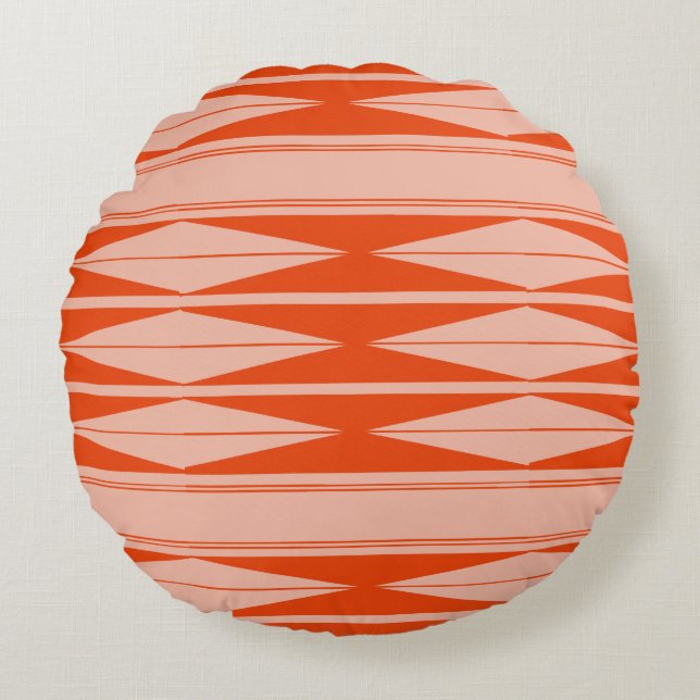 Shapes pattern colours oranges round cushion (Front)