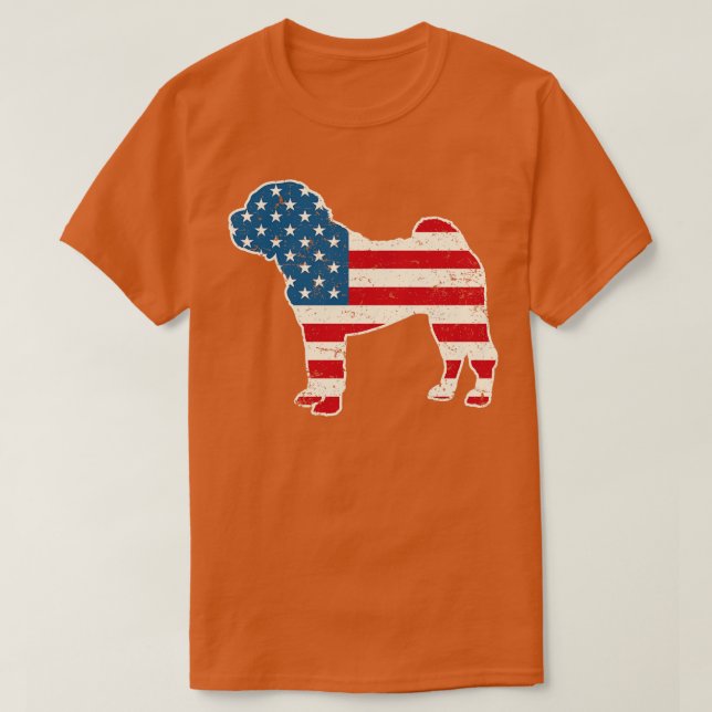 Shar Pei American Flag 4th of July for Men Women B T-Shirt (Design Front)