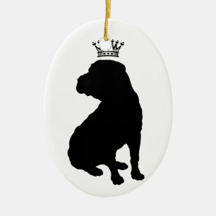 Shar Pei Basic Black Crown Silhouette Ceramic Tree Decoration