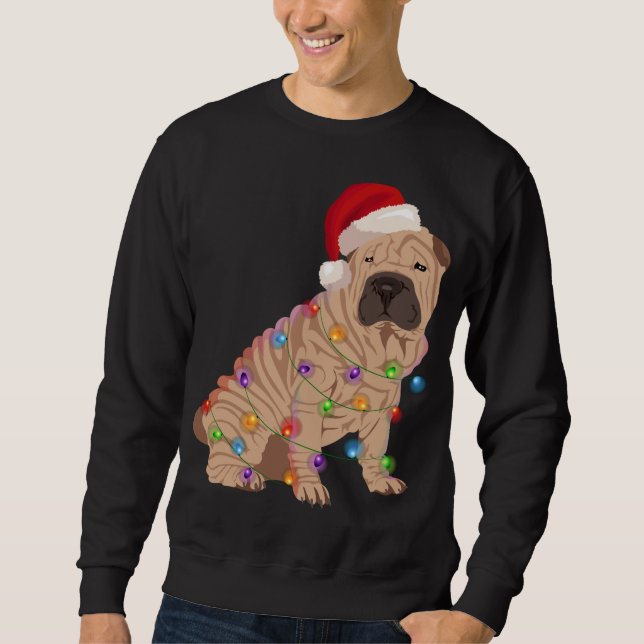 Shar Pei Christmas Lights Xmas Dog Lover Sweatshirt (Front)