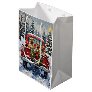 Shar Pei Christmas Red Truck Holiday Medium Gift Bag