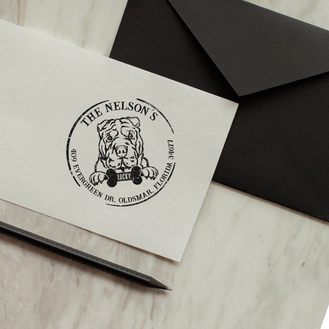 Shar Pei Custom Family Return Address Rubber Stamp (Creator Uploaded)
