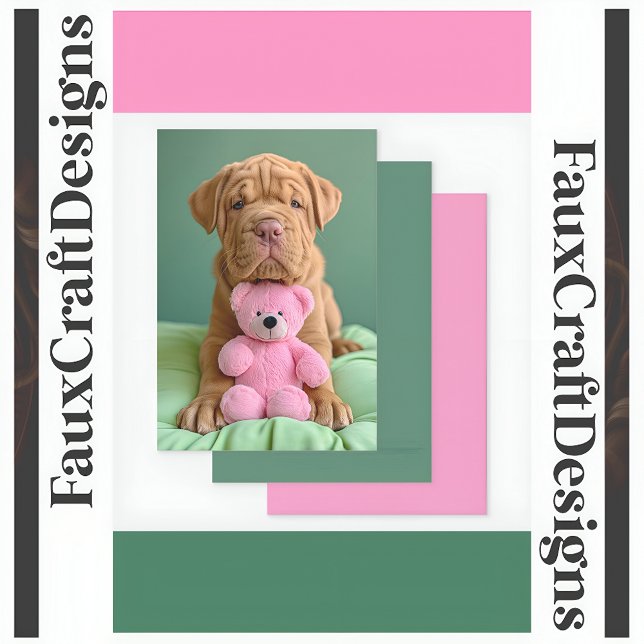 Shar-pei Cute Pet Dog & Pink Teddy Decoupage R 129 Tissue Paper (Creator Uploaded)