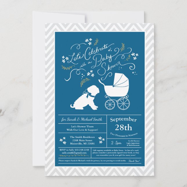 Shar-Pei Dog Baby Shower Blue Boy Invitation (Front)