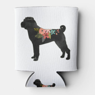 Shar-Pei Dog Breed Boho Floral Silhouette Can Cooler