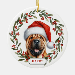 Shar-Pei Dog Ceramic Circle Ornament