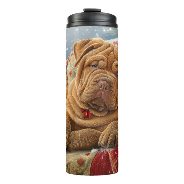 Shar Pei Dog Christmas Festive Thermal Tumbler (Front)