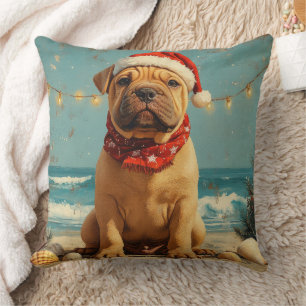 Shar Pei Dog Christmas Vintage Beach Cushion