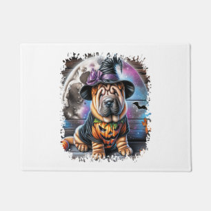 Shar Pei Dog Halloween Square Doormat