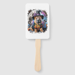 Shar Pei Dog Halloween Square Hand Fan