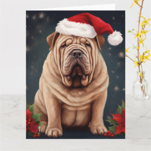 Shar Pei Dog in Snow Christmas  Card