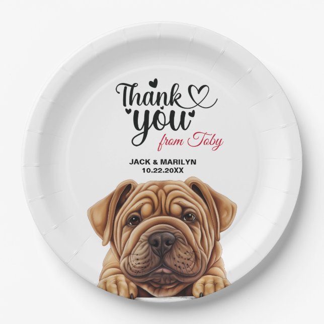 Shar-Pei Dog Paper Plate (Front)