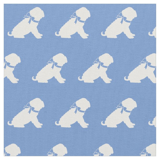 Shar Pei Dog Silhouette Pet Light Blue Fabric (Close Up)