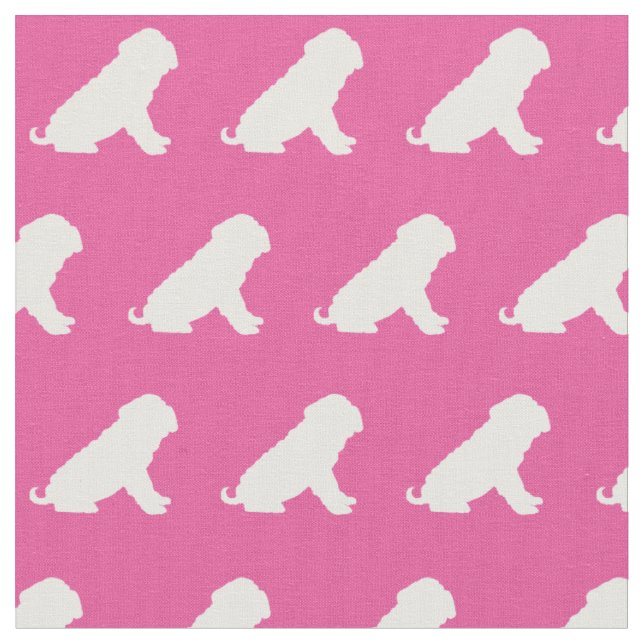 Shar Pei Dog Silhouette Pet Pink Fabric (Close Up)